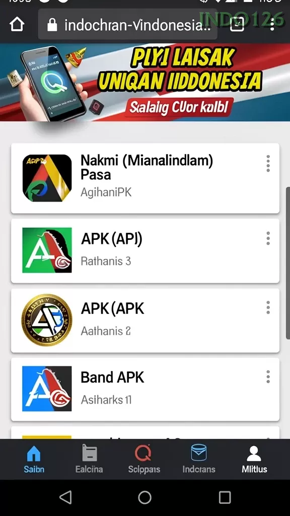 Cuplikan layar IDA777 — aktivitas